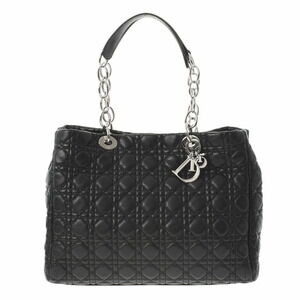 CHRISTIAN DIOR Lady Cannage Chain Black Lambskin Tote Bag